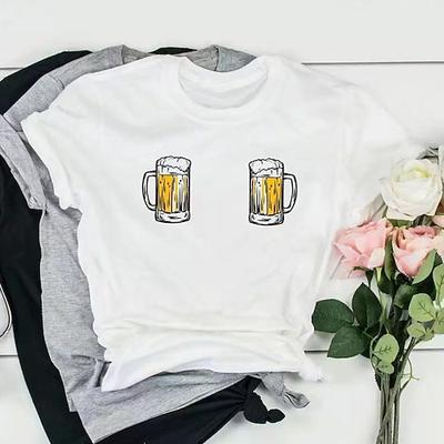 Oktoberfest Bier Handwerk Cosplay Kostüm T-Shirt-Ärmel Anime Bier Klassisch Streetstyle Für Paar Herren Damen Erwachsene Oktoberfestbier Heißprägen Image