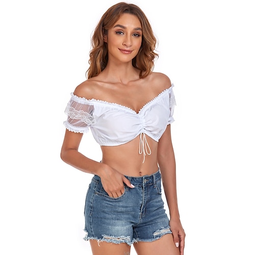 Oktoberfest Dirndlbluse Oktoberfest / Bier Bayerisch Wiesn Traditioneller Stil Wiesn Damen Stoff im traditionellen Stil Oberteil Image