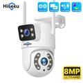 Hiseeu 4k 8mp caméra de surveillance wifi double objectif 4x zoom numérique ai détection humaine onvif sécurité extérieure sans fil caméras ip ptz