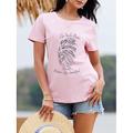 Femme T shirt Tee 100% Coton Lettre Soirée du quotidien Rose Claire Manche Courte mode Col Ras du Cou Coachella Eté