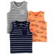 Simple Joys by Carter's Jungen Multi-Pack Muscle Tank Tops Fashion-t-Shirts, Grau Streifen/Hellorange Alligator/Marineblau Doppelstreifen, 4 Jahre (3er