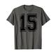 #15 nummeriertes College Sports Team schwarz vorne und hinten T-Shirt