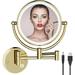 DIQIN Hardwired Lighted Makeup Mirror Wall Mount 1/5X Wall Magnifying Mirror for Bathroom Extendable Mirror with Light Attaches to Wall Â·