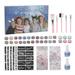 24 Colors Temporary Tattoo Glitter Powder Set 6 Colors Luminous Powder Rhinestone Brush Stencil Kit