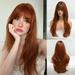 Long Auburn Wig with Bangs Layered Curly Orange Wigs for Women Natural Synthetic Wigs for Daily Use (pelucas de cabello natural)