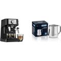 De Longhi Stilosa Manual Espresso Machine Latte & Cappuccino Maker 15 Pump Pressure + Milk Frother Steam Wand Black / Stainless EC260BK 13.5 x 8.07 x 11.22 inches