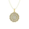 ARAIYA FINE JEWELRY 10K Yellow Gold Lab Grown Diamond Composite Cluster Pendant with Gold Plated Silver Cable Chain Necklace (1/2 cttw D-F Color VS Clarity) 18