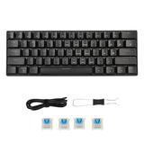 61 Key Mechanical Keyboard Portable Compact 60% Gaming Keyboard with LED Backlit for Windows PC Laptop Black Surface Blue Switch