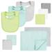 Hudson Baby Unisex Baby Rayon from Bamboo Bib Burp Cloth and Washcloth 10Pk Gray Mint Lime One Size