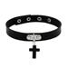 New Gothic PU Leather Cross Necklace Black Neck Necklace. Y1K2