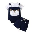 Summer Cute Cartoon Short Sleeved Top Solid Color Lace Up Shorts Boys Two Piece Set Kids Boys 5 6 Baby Clothes Boy 3 6 Months Summer Baby Boy Romper Outfit Baby Bodysuit Dress Set