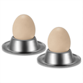 Qtmnekly Egg Cup Holder Set of 2 Pack Stainless Steel Egg Cups Plates Tableware Holder for Hard Soft Boiled Egg Kitchen Display