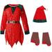 ASFGIMUJ 3Pcs Kids Boys Girls Christmas Set Belt Santa S Helper Sequin Dress Xmas Outfit With Hat Stockings For Christmas Xmas Party Red 2 Years-3 Years