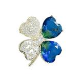 Handcrafted Shamrock Crystal 4 Leaf Clover Vintage Fashion Pin Brooch U0M6