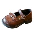 Fashion Spring And Summer Children Casual Shoes Girls Flat Sole Thick Sole Solid Bowknot Buckle Party Dress Shoes Brown 5 Years-5.5 Years