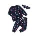 FEORJGP Toddler Girls Valentine s Day Sets Infant Baby Long Sleeve Pullover Crewneck Sweatshirt Crew Neck Tops and Drawstring Sweatpants Heart Print Pants Headband Sets