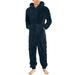 YOTMKGDO Mens Pajamas Set Couples Costumes 2023 Men Artificial Wool Long Sleeve Pajamas Casual Solid Color Zipper Loose Hooded Jumpsuit Pajamas Casual Winter Warm Rompe Navy+XXL