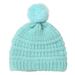 ASEIDFNSA Baby Boys Girls Thick Beanie Hat Knitted Caps Beanies Pompom Plush Lined Hats Elastics Turban Winter Warm Hat Warm for Cold Weather Mint Green