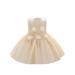 Qtinghua Toddler Baby Girls Princess Dress Sleeveless Flower Beaded A-line Dress Party Brithday Dress Beige 6-12 Months