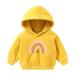 Virmaxy Christmas Toddler Baby Boys Girls Cute Hoodies Love Rainbow Stripes Printed Fleece Sweatshirt Long Sleeve Pullover Plush Hoodies with Robbie Cuffs For The Baby Christmas Gifts Yellow-A 5T