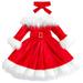 Kids Baby Girl Christmas Dress Long Sleeve Off Shoulder A-Line Dress with Belt Gown Formal Dresses Red 6-7 Years