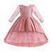 Girls Cute Dresses Holiday Playwear For Little Girls Long Sleeve Lace Embroidery Pageant Gown Evening Wedding For Children Fashion Playwear Dres Pink 140