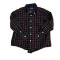 Pre-owned Ralph Lauren Boys Maroon | Navy Stripe Button Down Long Sleeve size: 4T