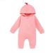 JSGEK Cute Fall and Winter Warm Clothes Casual Baby Infant Solid Color Jumpsuit Long Sleeve Hoodies Outfits Toddler Baby Romper Clearance Newborn Boys Girls Bodysuit Soft Comfy Pink 6Months