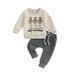 Meihuid Baby Boys Halloween Outfit: Pumpkin Skeleton Sweatshirt and Sweatpants Set