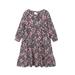 Gyratedream Girls Casual Butterfly Printed Crew Neck Smocked Waist Long Sleeve Dress 4-9 Years