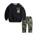 NIUREDLTD Kid Fall Winter Sweatsuits Set Letter Pants Camouflage Baby Kids Set Tracksuit Tops 2PCS Outfits Boys Teen Boys Outfits&Set Pullover Top and Joggers Outfit Black 150