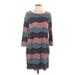 BCBGMAXAZRIA Casual Dress - Shift Scoop Neck 3/4 sleeves: Blue Chevron Dresses - Women's Size Large