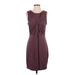 Express Outlet Casual Dress - Sheath Scoop Neck Sleeveless: Burgundy Print Dresses - Women's Size Medium