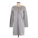 J.Crew Mercantile Casual Dress - Mini Tie Neck 3/4 sleeves: Gray Marled Dresses - Women's Size Small