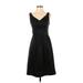 White House Black Market Casual Dress - Party V-Neck Sleeveless: Black Print Dresses - Women's Size 0