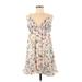 IEENA for Mac Duggal Casual Dress - Mini V Neck Sleeveless: Ivory Print Dresses - New - Women's Size 6