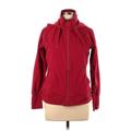 Athleta Fleece Jacket: Below Hip Red Print Jackets & Outerwear - Women's Size Large Petite