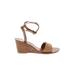 Saint Tropez Wedges: Tan Print Shoes - Women's Size 41 - Open Toe