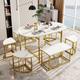 Okwish - Ensemble Table de salle à manger, table et chaises en mdf blanc et cadre en fer, 1tables