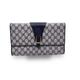 GUCCI Vintage Blue Monogram Canvas Flap Clutch Bag Handbag