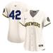 Women's Nike Cream Milwaukee Brewers 2024 Jackie Robinson Day Home Limited Jersey
