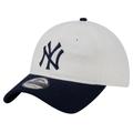 Men's New Era Cream York Yankees Leather Strap 9TWENTY Adjustable Hat
