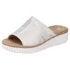 Pantolette RIEKER, Damen, Gr. 38, beige (hellbeige), Lederimitat, metallic, sportlich, Schuhe, Keilabsatz, Sommerschuh, Schlappen mit Juterahmen an der Laufsohle, Topseller
