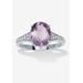 Women's 3.40 Tcw Oval Genuine Purple Amethyst And Cubic Zirconia Sterling Silver Ring by PalmBeach Jewelry in Purple (Size 7)