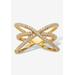 Women's .57 Tcw Cubic Zirconia 14K Yellow Gold-Plated Sterling Silver Crossover Ring by PalmBeach Jewelry in Gold (Size 7)