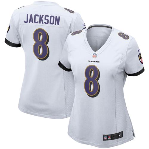 Weißes Nike Lamar Jackson Spieltrikot der Baltimore Ravens für Damen