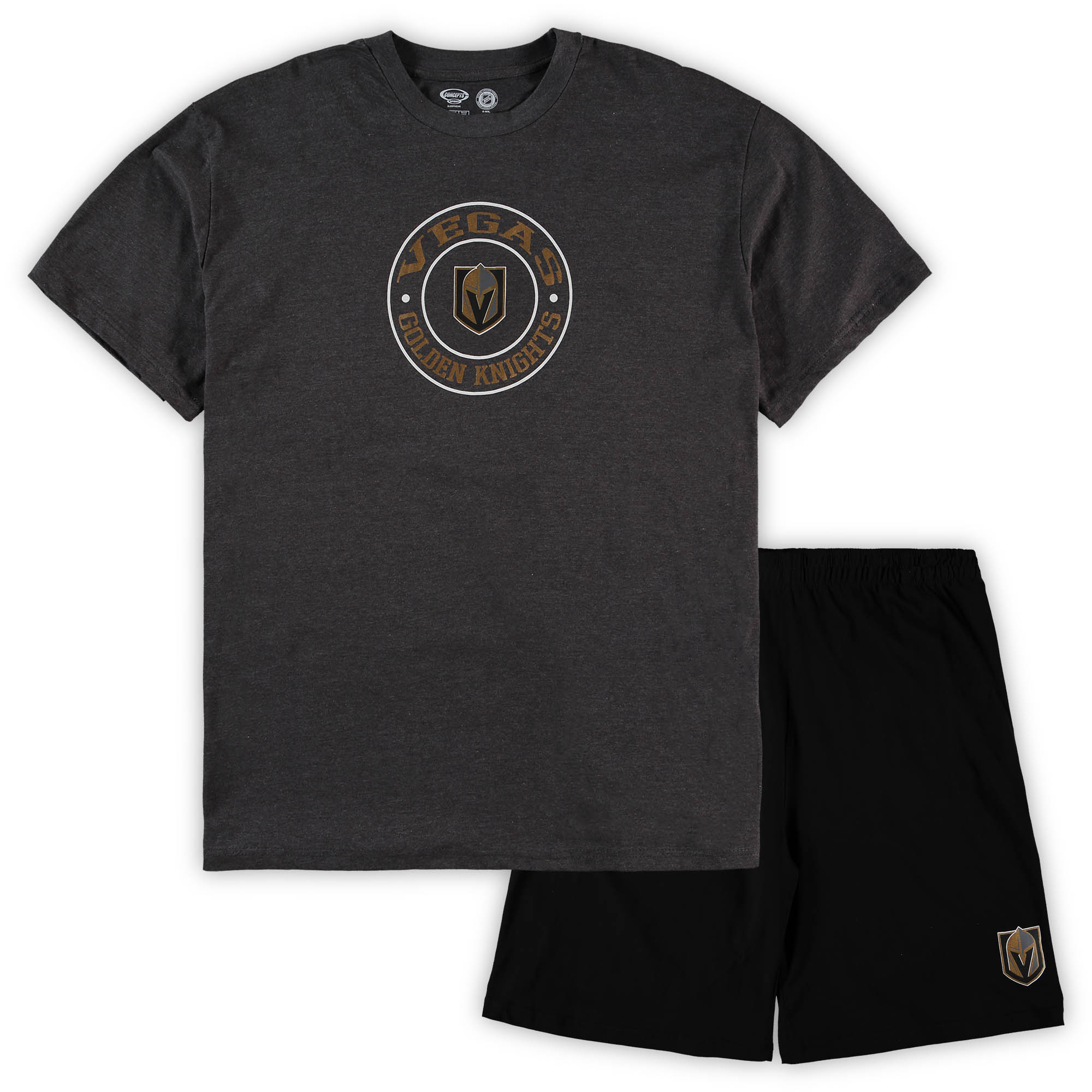 Herren Concepts Sport Schlafanzugset mit Oberteil und Shorts in Schwarz/Anthrazitgrau, Vegas Golden Knights, große Größen Image