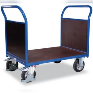 VARIOfit Doppelstirnwandwagen, Tragl. 1000kg, Ladefl. LxB 1025x700mm, Siebdruckplatte Image