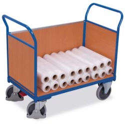 VARIOfit Dreiwandwagen, Tragl. 500kg, Ladefl. LxB 1000x680mm, Holzplatte, 3 Wände Image