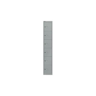 Bisley Schließfachschrank Office, 1 Abteil, 6 Fächer, Farbe silber, Maße (HxBxT): 1.802 x 305 x 305 mm Image